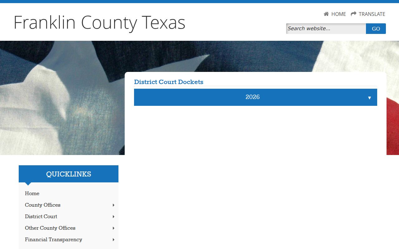 Franklin County active warrant reference showing the official court docket archive