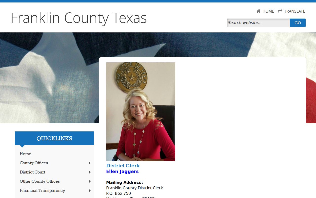 Franklin County arrest warrant reference showing the District Clerk Annex West contact page